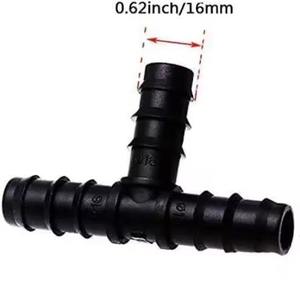 Conector en T de PVC negro de 16 mm con púas, adaptador de riego por goteo para agricultura, granja, invernadero, césped, jardín, línea de agua. - Product Image 5
