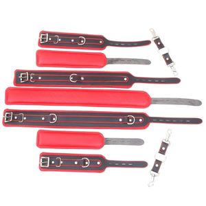 <b>Black</b> Sheep Red & <b>Black</b> Leather Bondage Set with <b>Harness</b> Wrist/Ankle Cuffs & Spreader Bars-100% Waterproof for Couples BDSM Play - Product Image 4