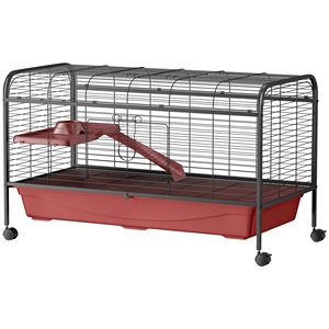 Gabbia per Conigli in Metallo da 48 Pollici con Ruote e Rampa, Stabile e con Mangiatoia per Furetti - Product Image 1