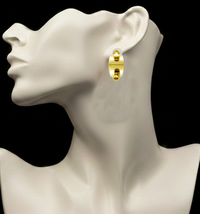 Pendientes de Gancho de Latón Chapado en Oro Hechos a Mano con Detalles de Bola Pulida, Postes de Acero Quirúrgico, Forma Semicircular para Uso Diario - Product Image 5