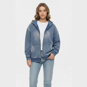 Sudadera con capucha para mujer, personalizada, efecto desgastado, estilo vintage, oversize, lavada, tipo pullover, informal, estilo urbano, de forro polar - Product Image 1