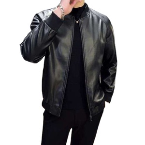 Blouson de moto en cuir de haute qualité, style décontracté printemps, col montant, imperméable, coupe-vent, écologique, respirant, pour homme - Product Image 4