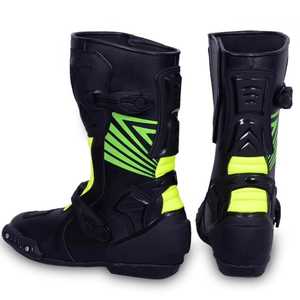 Bottes de moto à lacets mi-mollet en cuir, bottes de protection pour le tourisme et le motocross, design personnalisé, semelle extérieure en caoutchouc, doublure en fourrure - Product Image 4