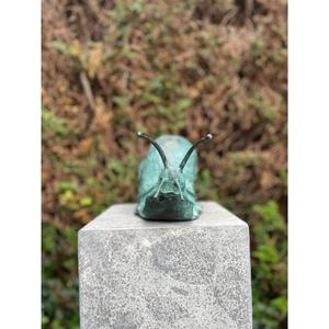 Ornement décoratif en fonte pour jardin, escargot, finition patine verte antique, artisanat métallique - Product Image 2