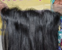 Extensions de cheveux humains de temple indien, vierges, naturels, bruts, Remy, à double trame, frontal 13*4, cuticules alignées, vente en gros