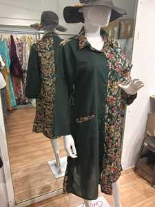 Robe midi à imprimé floral bohème, manches trois quarts, col rabattu, coupe ample, en lin et coton tissé, respirante, tenue décontractée d'été - Product Image 4