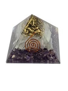 Pirámide de Reiki Hecha a Mano con Piedras Preciosas, Orgón, Amatista, Selenita y Capas de Cobre para Meditación. Compre Productos de Ágata en Amayra Crystals - Product Image 6