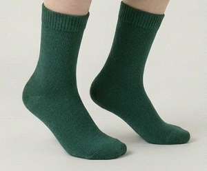 Chaussettes ras du cou pour femme, vert foncé, tricotées, respirantes, couleur unie, usage quotidien, automne, longueur standard, style classique - Product Image 2