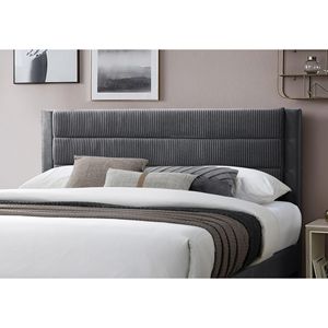 Letto Matrimoniale Contemporaneo di Lusso con Cassetto Contenitore, Testiera Imbottita in Velluto a Coste Grigio Antracite - Product Image 5