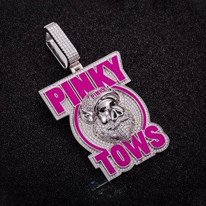 Colgante de cerdo de dibujos animados Pinky Tows, plata 925 con baño de rodio, moissanita, dije temático de hip-hop, unisex, para uso diario - Product Image 5