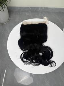 Natural Black <b>Body</b> <b>Wave</b> Skin Weft Human Hair Extensions Indian Remy Double Drawn Machine Weft 13x4 Inch Lace Frontal - Product Image 1