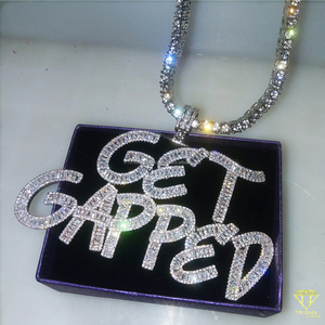 Moissanite Diamond Get <b>gapped</b> Pendant Necklace Personalized Hip Hop Cuban Link Chain Jewelry - Product Image 1