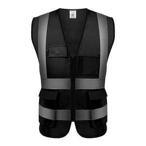Gilet de sécurité haute visibilité fluorescent réfléchissant rouge avec poches et fermeture éclair, unisexe, vêtements de travail, construction, imperméable, service OEM - Product Image 2