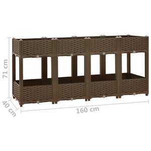 Jardinières surélevées en polypropylène marron 63 po x 15,7 po x 28 po, style rustique - Product Image 6