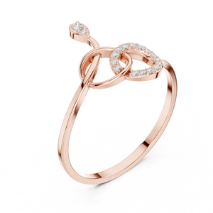 Anillo de oro macizo de 14k para mujer con diamante de corte redondo minimalista de doble forma redonda, ideal para regalo, compromiso, aniversario, boda. - Product Image 5