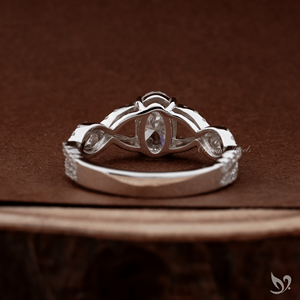 1CT Oval Lab Grown Diamond <b>Ring</b> IGI Certified Twisted <b>Split</b> Pave Band Engagement <b>Ring</b> in 10K White Gold - Product Image 3