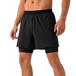 Men's Quick Dry Sport Shorts With Pockets Elastic Waist Solid Color Gray Spandex Polyester Knitted <b>Mid</b> Length Short Shorts OEM - Product Image 3