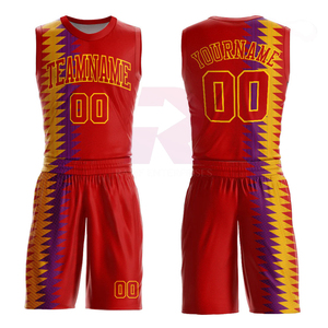 Uniformes de basket-ball sublimés personnalisés, 100% polyester, anti-transpiration, antibactériens, impression par transfert thermique, maillot réversible - Product Image 3
