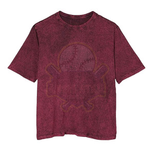 Men's Maroon <b>Tie</b>-Dye Short Sleeve T-Shirt With Front Pattern Regular Fit Casual O-Neck <b>Knitted</b> Cotton Top - Product Image 1