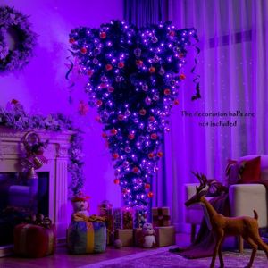 Upside Down 6 Feet Artificial Christmas <b>Tree</b> with 270 Purple LED <b>Lights</b> - Product Image 6