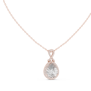 Collar con colgante de halo en forma de pera, oro macizo, joyería fina, elegante, minimalista, regalo para mujer, uso diario. - Product Image 3