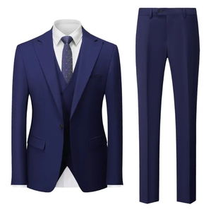 Ensemble de costume d'affaires gris pour homme, style britannique, simple boutonnage, col en V, infroissable, respirant, mélange de laine 280g, coupe classique - Product Image 3