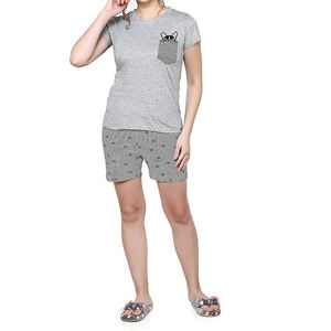 Conjunto de Dos Piezas para Mujer, Corte Regular, Algodón, Manga Corta, Cuello Redondo, Color Personalizado, Camiseta y Pantalones Cortos - Product Image 5