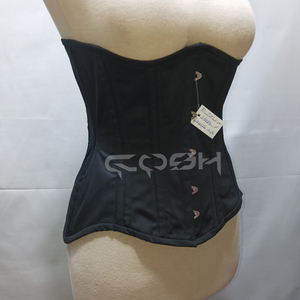 Heavy Duty Gothic Black Cotton <b>Underbust</b> Corset Waist Trainer 24 Steel Boned Body Shaper Corset Supplier - Product Image 4