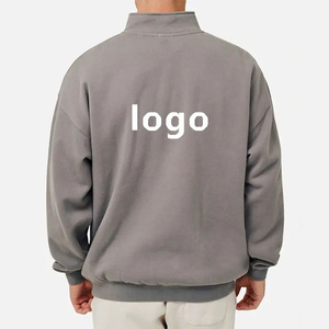 เสื้อสเวตเชิ้ตผ้าฟลีซแบบซิปครึ่งตัวสำหรับผู้ชาย เสื้อสเวตเชิ้ตผ้าฟลีซแบบซิปครึ่งตัวสำหรับผู้ชาย มีโลโก้ด้านหน้า ทรงปกติ - Product Image 2