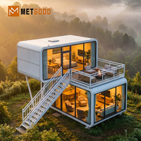 Maison Capsule Préfabriquée de Luxe Contemporaine 20ft 40ft avec Panneaux Sandwich Apple, 2 Chambres, Système Solaire Intégré