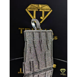 AW Alphabet Pendant Fully Iced with VVS Moissanite Diamond Look Luxury 925 Silver Hip Hop Jewelry for Men by Trisha Jewels - Product Image 2