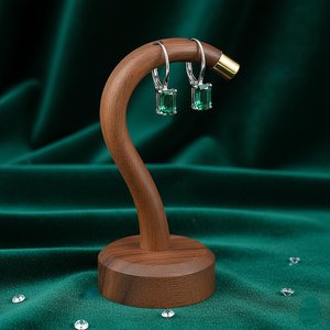 Pendientes de Plata de Ley con Esmeralda y Cuarzo, Rectangulares, Colgantes, Joyería con Piedra de Nacimiento de Mayo, Elegantes Pendientes de Gota con Gema Verde, Regalo - Product Image 2