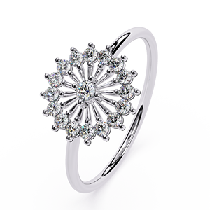 Anillos minimalistas de oro macizo de 10k, 14k y 18k con diseño floral y diamantes de talla redonda para mujer, ideales para regalo, compromiso, aniversario y boda. - Product Image 6