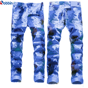 Pantalones Vaqueros Personalizados para Hombre, Corte Ajustado, Estampado con Salpicaduras de Pintura Coloridas, Diseño Casual, Cintura Media, Poliéster, Pierna Recta - Product Image 6