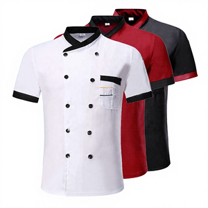 เสื้อเชฟแขนสั้นผ้าทวิลสำหรับผู้หญิงและผู้ชาย ชุดยูนิฟอร์มร้านอาหาร บาร์ ครัว มีซิป - Product Image 4