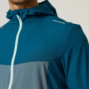 Wholesale Unisex Midweight Hooded Casual Solid Color Tracksuit Set Windbreaker Jacket <b>Zip</b> <b>Pocket</b> <b>Shorts</b> for Outdoor Training - Product Image 5