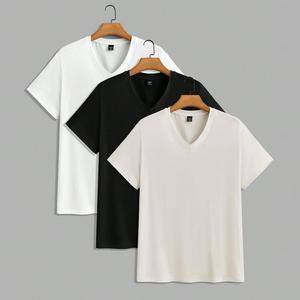 Camiseta de Manga Corta con Cuello en V para Hombre, Diseño Nuevo, Ajustada, 100% Algodón Ecológico, de Secado Rápido para Verano, Precio Bajo, Gran Venta - Product Image 5