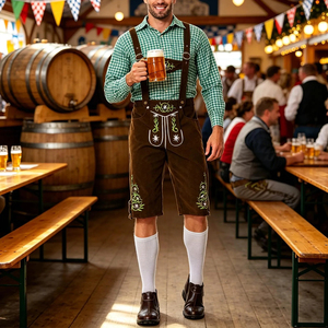 Pantalones Cortos de Cuero Lederhosen Bávaros para Hombre, Transpirables, Bordados, Traje Tradicional Alemán para el Festival Oktoberfest, Cerveza - Product Image 5
