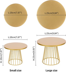 ตกแต่งได้รับการออกแบบเรียบและแข็งด้านบนยืนเค้กที่มีฐานเรขาคณิตสีทองยืนเค้ก - Product Image 2