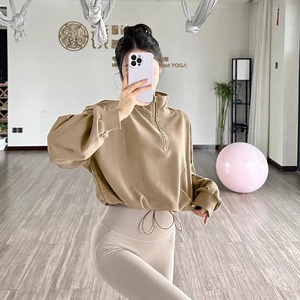 Sweat-shirts personnalisés pour femmes en polaire, décontractés, à col polo, épais, avec fermeture éclair 1/4, coupe courte, oversize, à manches longues - Product Image 4