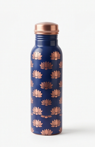 Bouteille d'eau en cuivre émaillée ayurvédique de qualité supérieure, motif floral artistique, bouteille de sport en métal anti-fuite, fabricant - Product Image 3