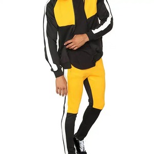 Men Color Blocking Tracksuit Set Full Sleeve Zipper Front Sporty Style Breathable Polyester Autumn Wear - Product Image 2
