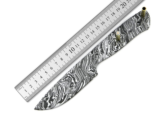 Lame vierge en acier à motifs de qualité supérieure pour assemblage de manche personnalisé, lame utilitaire plein pied pour l'extérieur avec étui en cuir - Product Image 6