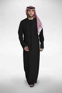 Thobe Árabe Musulmán para Hombre, Estilo Casual, Color Blanco Sólido con Cuentas, Al Haramain, Dubai, Arabia, Venta al Por Mayor - Product Image 4