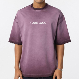 เสื้อยืดคอกลมทรงโอเวอร์ไซส์ แต่งยับสไตล์สตรีทแวร์ น้ำหนัก 280 กรัม เสื้อยืดผู้ชาย ผ้าคอตตอน 100% ซักย้อมสีแบบแอซิดวอช สำหรับผู้ชาย - Product Image 4