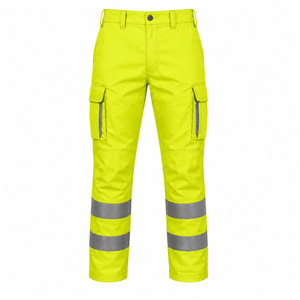 Hi <b>Vis</b> Workwear Pants Men Reflective Safety <b>Trousers</b> Polyester Construction Uniform Cargo Pocket Design - Product Image 1