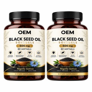 Huile de cumin noir pure pressée à froid en gélules molles (60 capsules) – Sans OGM et végétalienne – Fournisseur en gros d'Inde - Product Image 1