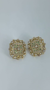 Elegant Fashion Earing Rodhium Plated Square Floral Kundan <b>Earrings</b> Luxury Fashion Jewelry - Product Image 3