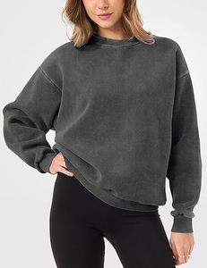 Sudadera Roja para Mujer, Cuello Redondo, Forro Polar, Transpirable, 100% Algodón Tejido, Color Sólido, Corte Regular, para Otoño - Product Image 3