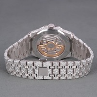 Montre unisexe VVS Clarity en argent sterling 925, luxe, cadran en verre antique, mouvement à quartz entièrement serti de diamants, style hip-hop
